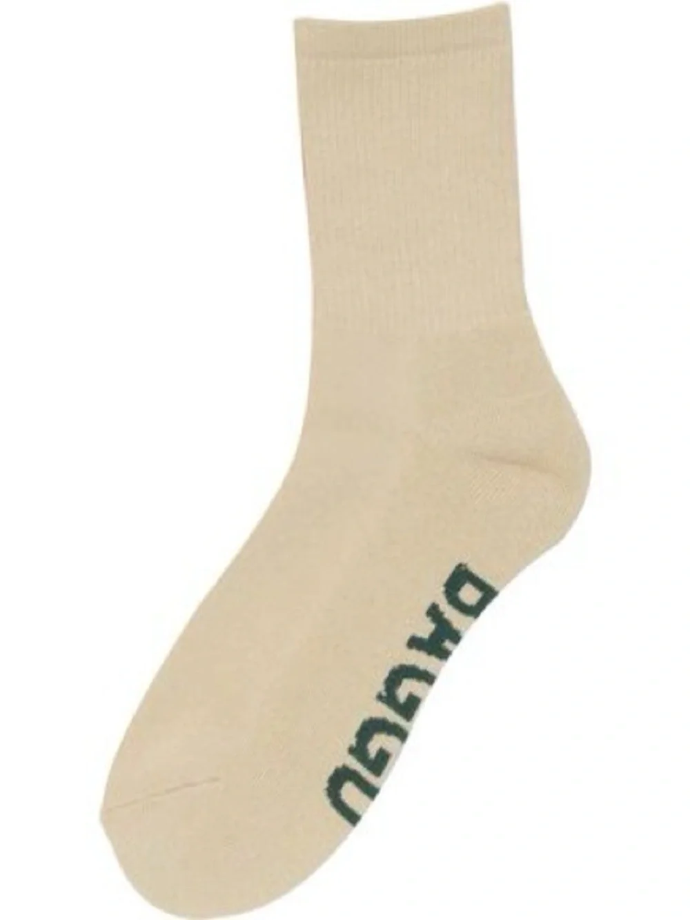 BAGGU Cream Crew Socks with Contrast Logo - Picture 3 of 4